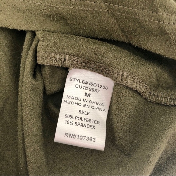 Solemio asymmetrical hem faux suede olive green long sleeve bodycon v-neck dress - Picture 9 of 13